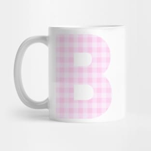 Pink Letter B in Plaid Pattern Background. Mug